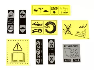Safety and operation decal set for Kubota B7001 and B7001E Japanese compact tractors (1)